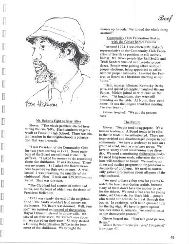 Recipes and People, Glover Profile